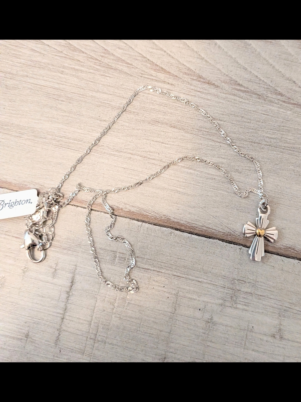 Brighton Wayfarers Cross Pendant Necklace - Silver with Gold Heart